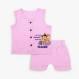 My First Baby Ganesha Sweet Blessings Printed Jabla Set - BABY PINK - 0 - 3 Months Old (Chest 9.8")