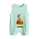 Ganesha Blessings Festive Garden Printed Button Romper - MINT GREEN - New Born (Chest 18")