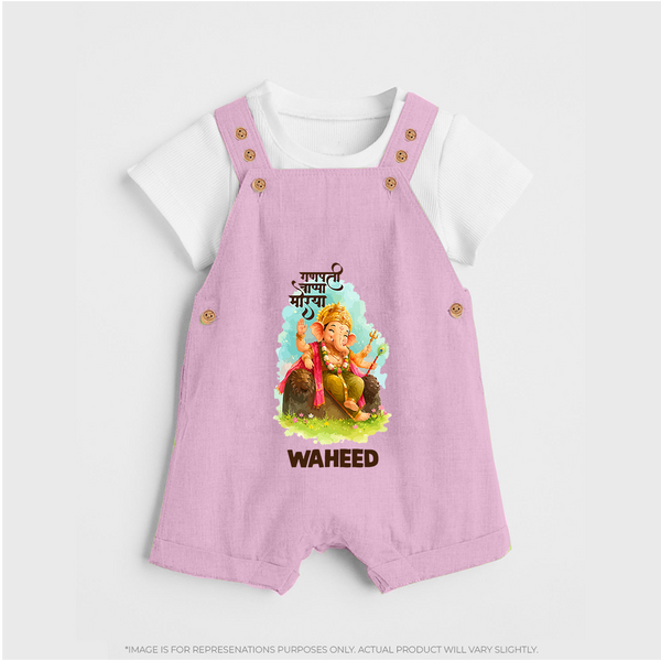 Ganesha Blessings Festive Garden Printed Dungaree - BABY PINK - 0 - 5 Months Old (Chest 18")