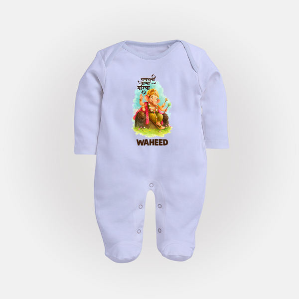 Ganesha Blessings Festive Garden Printed Fullbody Suit - BABY BLUE - New Born (Chest 7.5")