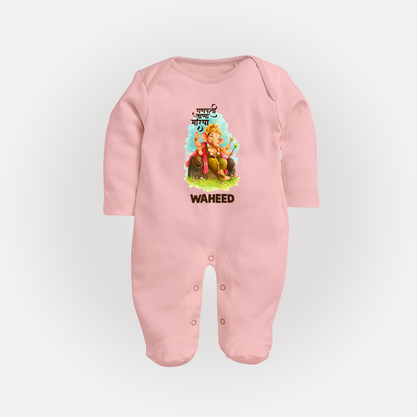 Ganesha Blessings Festive Garden Printed Fullbody Suit - BABY PINK - New Born (Chest 7.5")