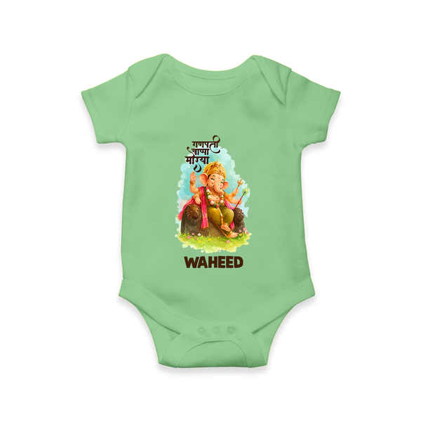 Ganesha Blessings Festive Garden Printed Romper - GREEN - New Born (Chest 14")