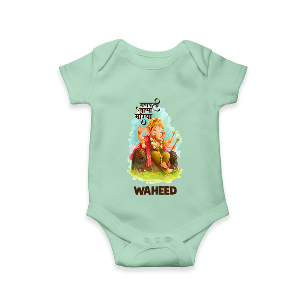Ganesha Blessings Festive Garden Printed Romper - MINT GREEN - New Born (Chest 14")