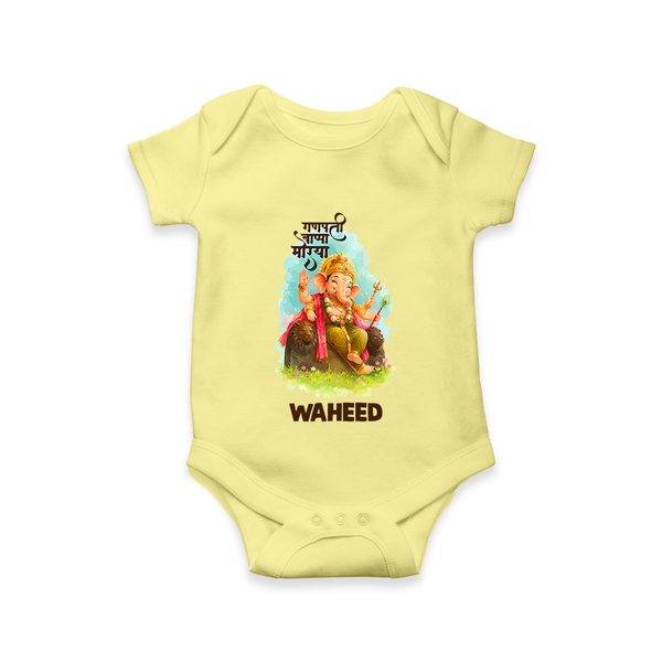 Ganesha Blessings Festive Garden Printed Romper - PASTEL YELLOW - New Born (Chest 14")