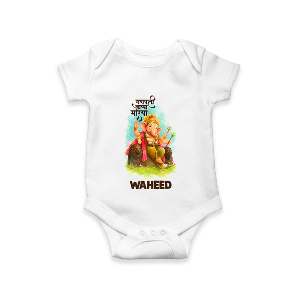 Ganesha Blessings Festive Garden Printed Romper - WHITE - New Born (Chest 14")