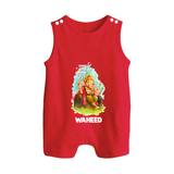 Ganesha Blessings Festive Garden Printed Button Romper - RED - New Born (Chest 18")