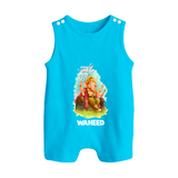 Ganesha Blessings Festive Garden Printed Button Romper - SKY BLUE - New Born (Chest 18")