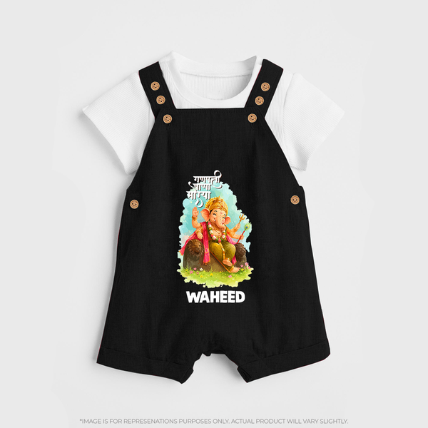 Ganesha Blessings Festive Garden Printed Dungaree - BLACK - 0 - 5 Months Old (Chest 18")