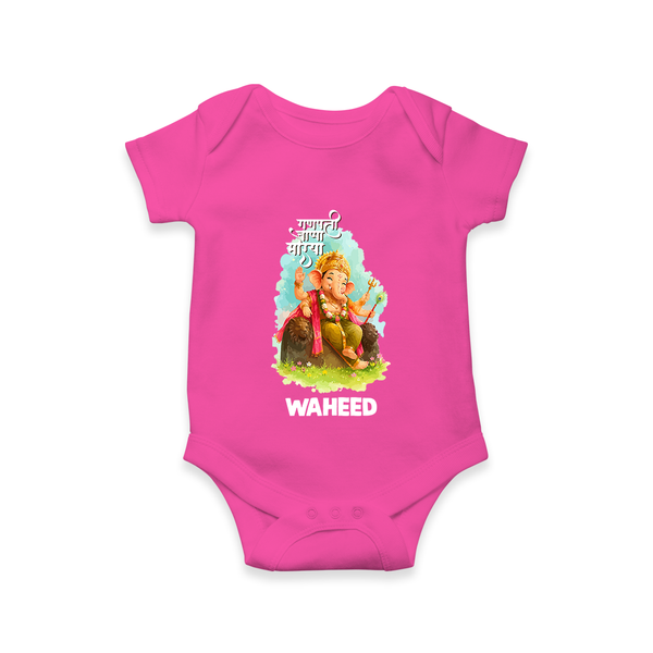 Ganesha Blessings Festive Garden Printed Romper - HOT PINK - New Born (Chest 14")