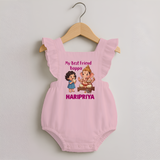 My Best Friend Bappa Cute Ganesha Printed Romper Frock - BABY PINK - 0 - 3 Months Old (Chest 19")