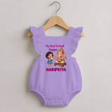 My Best Friend Bappa Cute Ganesha Printed Romper Frock - LILAC - 0 - 3 Months Old (Chest 19")