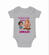 My Best Friend Bappa Cute Ganesha Printed Romper - GREY - New Born (Chest 14")