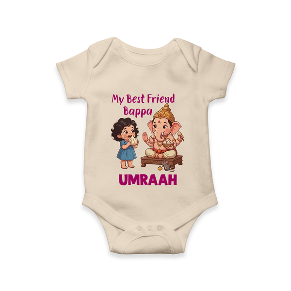 My Best Friend Bappa Cute Ganesha Printed Romper - IVORY - New Born (Chest 14")