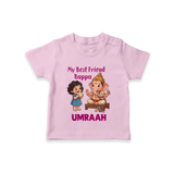 My Best Friend Bappa Cute Ganesha Printed T Shirt - BABY PINK - 0-5 Months Old (Chest 17")