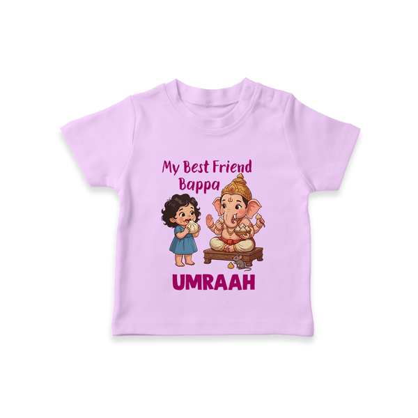 My Best Friend Bappa Cute Ganesha Printed T Shirt - LILAC - 0-5 Months Old (Chest 17")