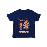 My Best Friend Bappa Cute Ganesha Printed T Shirt - NAVY BLUE - 0-5 Months Old (Chest 17")
