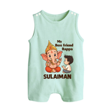 Little Devotee With Ganesha Friendship Printed Button Romper - MINT GREEN - New Born (Chest 18")
