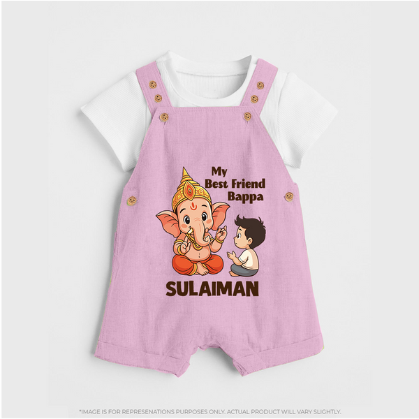 Little Devotee With Ganesha Friendship Printed Dungaree - BABY PINK - 0 - 5 Months Old (Chest 18")