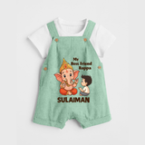 Little Devotee With Ganesha Friendship Printed Dungaree - MINT GREEN - 0 - 5 Months Old (Chest 18")