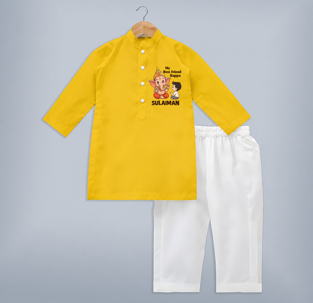 Little Ganesh Friendship Celebration Printed Kurta Set - CHROME YELLOW - 3 - 6 Months Old (Chest 24", Kurta Length 14'', Waist 19", Pant Length 14")