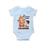 Little Devotee With Ganesha Friendship Printed Romper - BABY BLUE - New Born (Chest 14")