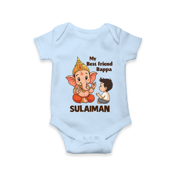 Little Devotee With Ganesha Friendship Printed Romper - BABY BLUE - New Born (Chest 14")