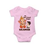 Little Devotee With Ganesha Friendship Printed Romper - BABY PINK - New Born (Chest 14")