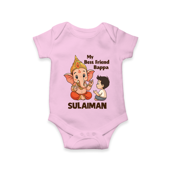 Little Devotee With Ganesha Friendship Printed Romper - BABY PINK - New Born (Chest 14")