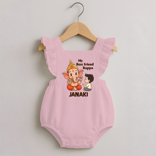 Little Devotee With Ganesha Friendship Printed Romper Frock - BABY PINK - 0 - 3 Months Old (Chest 19")