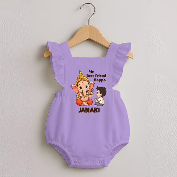 Little Devotee With Ganesha Friendship Printed Romper Frock - LILAC - 0 - 3 Months Old (Chest 19")
