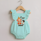 Little Devotee With Ganesha Friendship Printed Romper Frock - MINT GREEN - 0 - 3 Months Old (Chest 19")