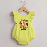 Little Devotee With Ganesha Friendship Printed Romper Frock - PASTEL YELLOW - 0 - 3 Months Old (Chest 19")