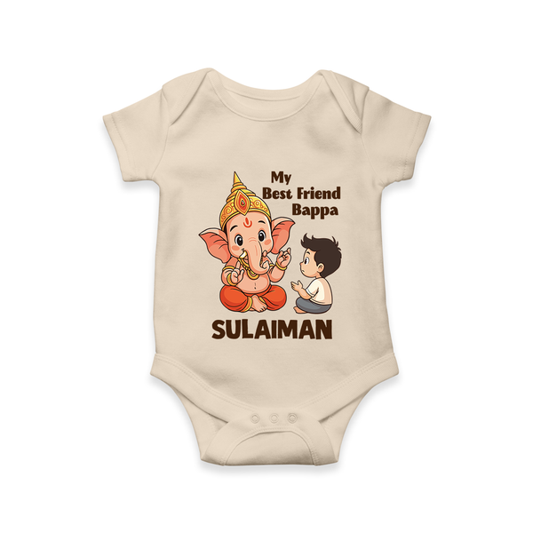 Little Devotee With Ganesha Friendship Printed Romper - IVORY - New Born (Chest 14")
