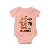 Little Devotee With Ganesha Friendship Printed Romper - PEACH - New Born (Chest 14")