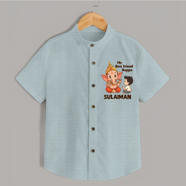 Little Devotee With Ganesha Friendship Printed Shirt - ARCTIC BLUE - 0 - 6 Months Old (Chest 23")