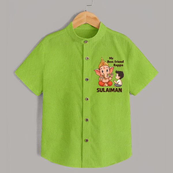 Little Devotee With Ganesha Friendship Printed Shirt - LIME GREEN - 0 - 6 Months Old (Chest 23")