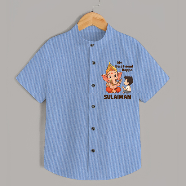 Little Devotee With Ganesha Friendship Printed Shirt - SKY BLUE - 0 - 6 Months Old (Chest 23")
