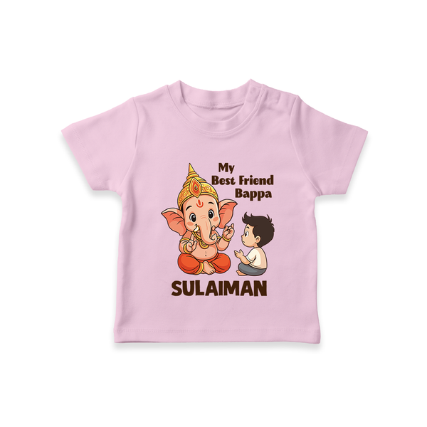 Little Devotee With Ganesha Friendship Printed T Shirt - BABY PINK - 0-5 Months Old (Chest 17")
