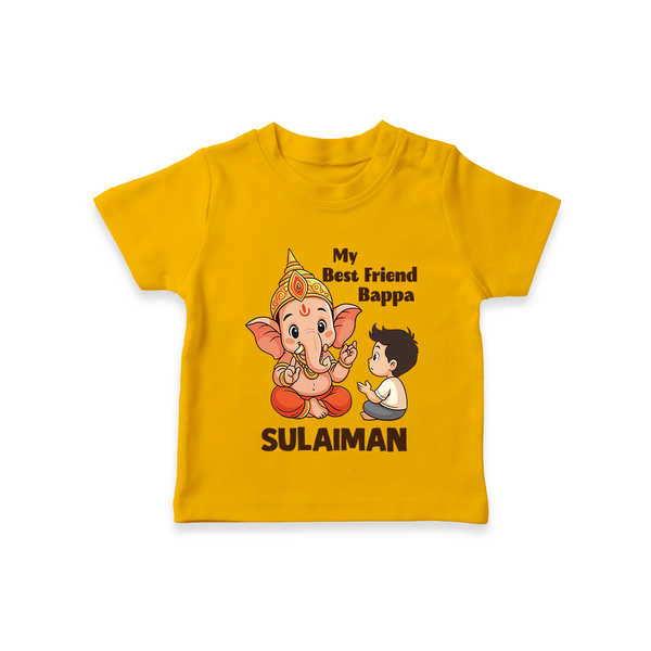 Little Devotee With Ganesha Friendship Printed T Shirt - CHROME YELLOW - 0-5 Months Old (Chest 17")