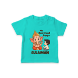 Little Devotee With Ganesha Friendship Printed T Shirt - TEAL - 0-5 Months Old (Chest 17")