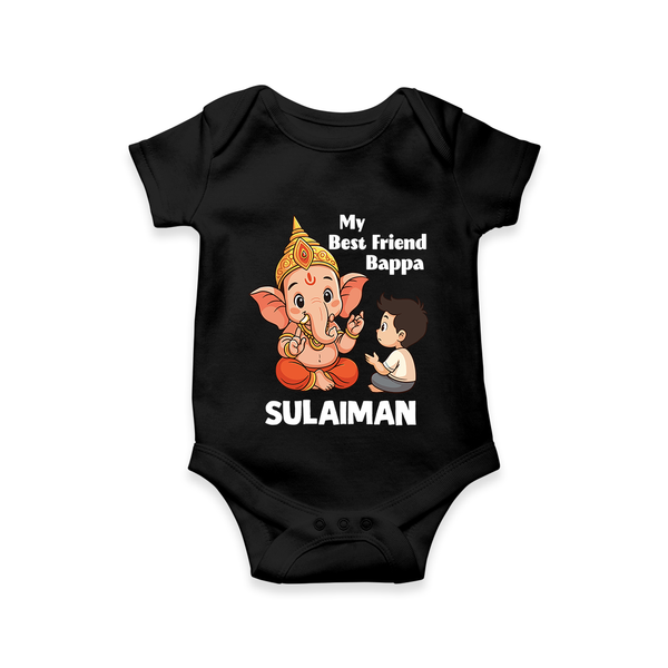 Little Devotee With Ganesha Friendship Printed Romper - BLACK - New Born (Chest 14")