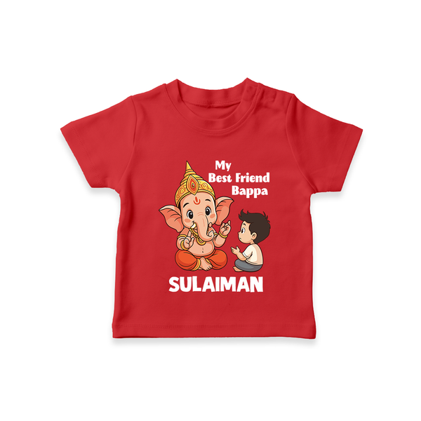 Little Devotee With Ganesha Friendship Printed T Shirt - RED - 0-5 Months Old (Chest 17")