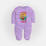 Traditional Ganesh Celebration Artistic Printed Fullbody Suit - LILAC - New Born (Chest 7.5")