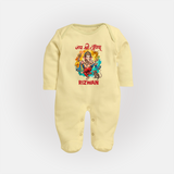 Traditional Ganesh Celebration Artistic Printed Fullbody Suit - PASTEL YELLOW - New Born (Chest 7.5")