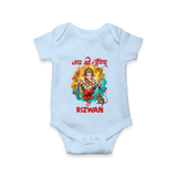 Traditional Ganesh Celebration Artistic Printed Romper - BABY BLUE - New Born (Chest 14")