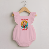Traditional Ganesh Celebration Artistic Printed Romper Frock - BABY PINK - 0 - 3 Months Old (Chest 19")