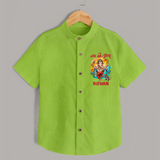 Traditional Ganesh Celebration Artistic Printed Shirt - LIME GREEN - 0 - 6 Months Old (Chest 23")