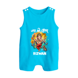 Traditional Ganesh Celebration Artistic Printed Button Romper - SKY BLUE - New Born (Chest 18")