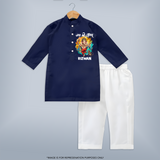 Jai Shri Ganesh Festive Celebration Printed Kurta Set - NAVY BLUE - 3 - 6 Months Old (Chest 24", Kurta Length 14'', Waist 19", Pant Length 14")