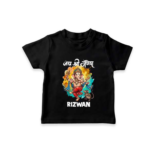 Traditional Ganesh Celebration Artistic Printed T Shirt - BLACK - 0-5 Months Old (Chest 17")